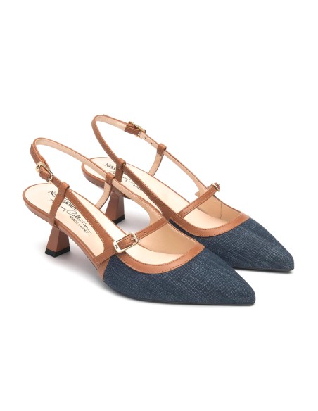 Nero Giardini slingback in tessuto e pelle